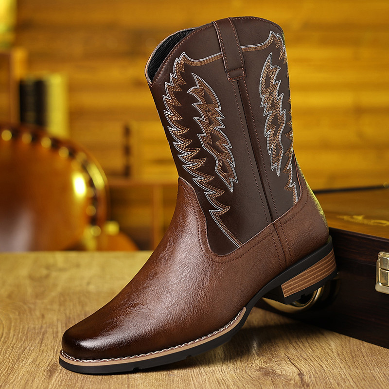 Sewing Embroidery Fabric - Bottes de cowboy occidentales mi-mollet rétro