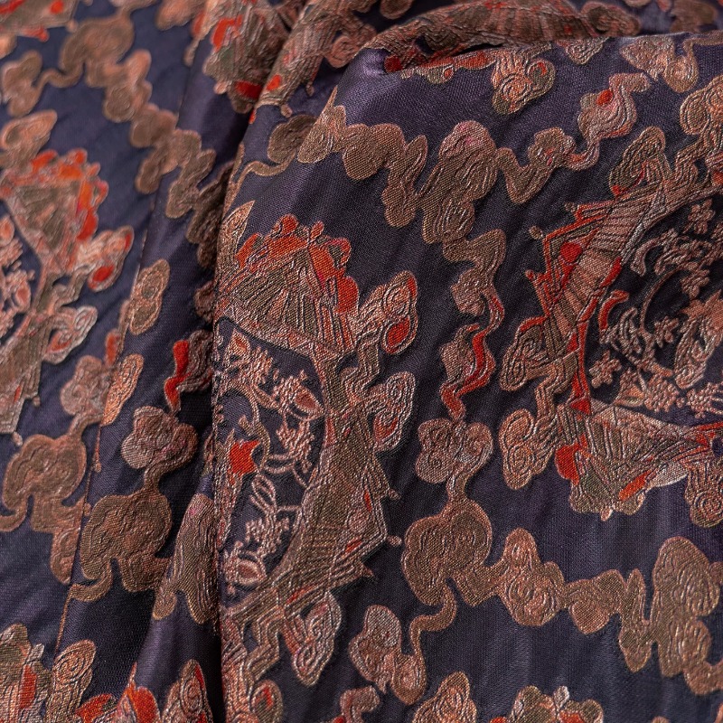 Sewing Fabric - Tissu jacquard floral en rayonne rouge