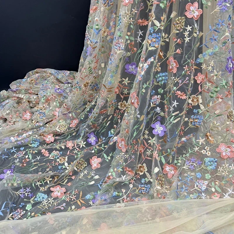 Textile And Sewing Materials - Tissu de tulle brodé floral 3D,