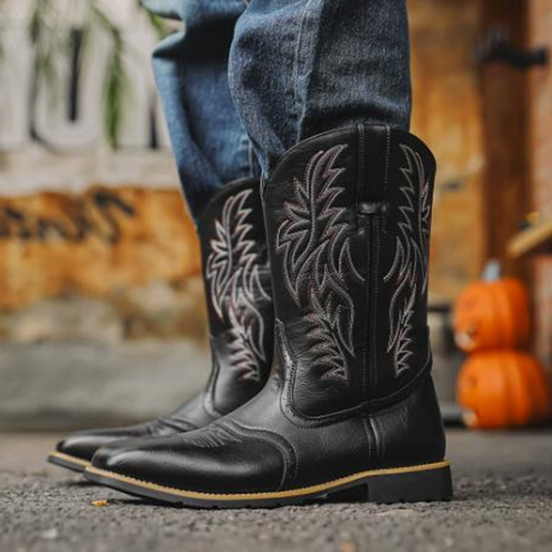 Sewing Embroidery Fabric - Nouvelles bottes hautes pour hommes, brodées,