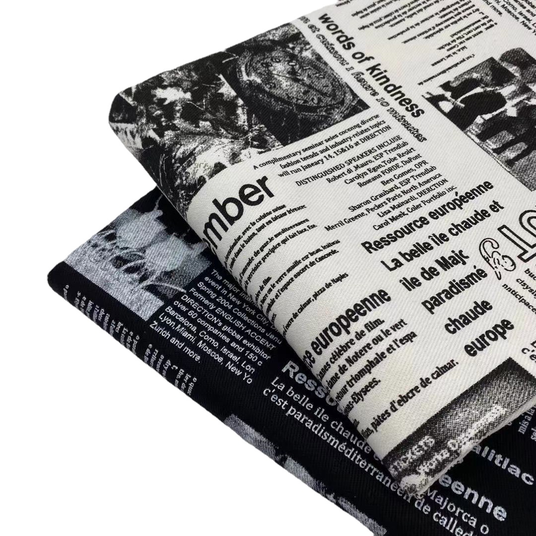 Sewing Tweed Fabric - Vintage rétro noir blanc journal Graffiti