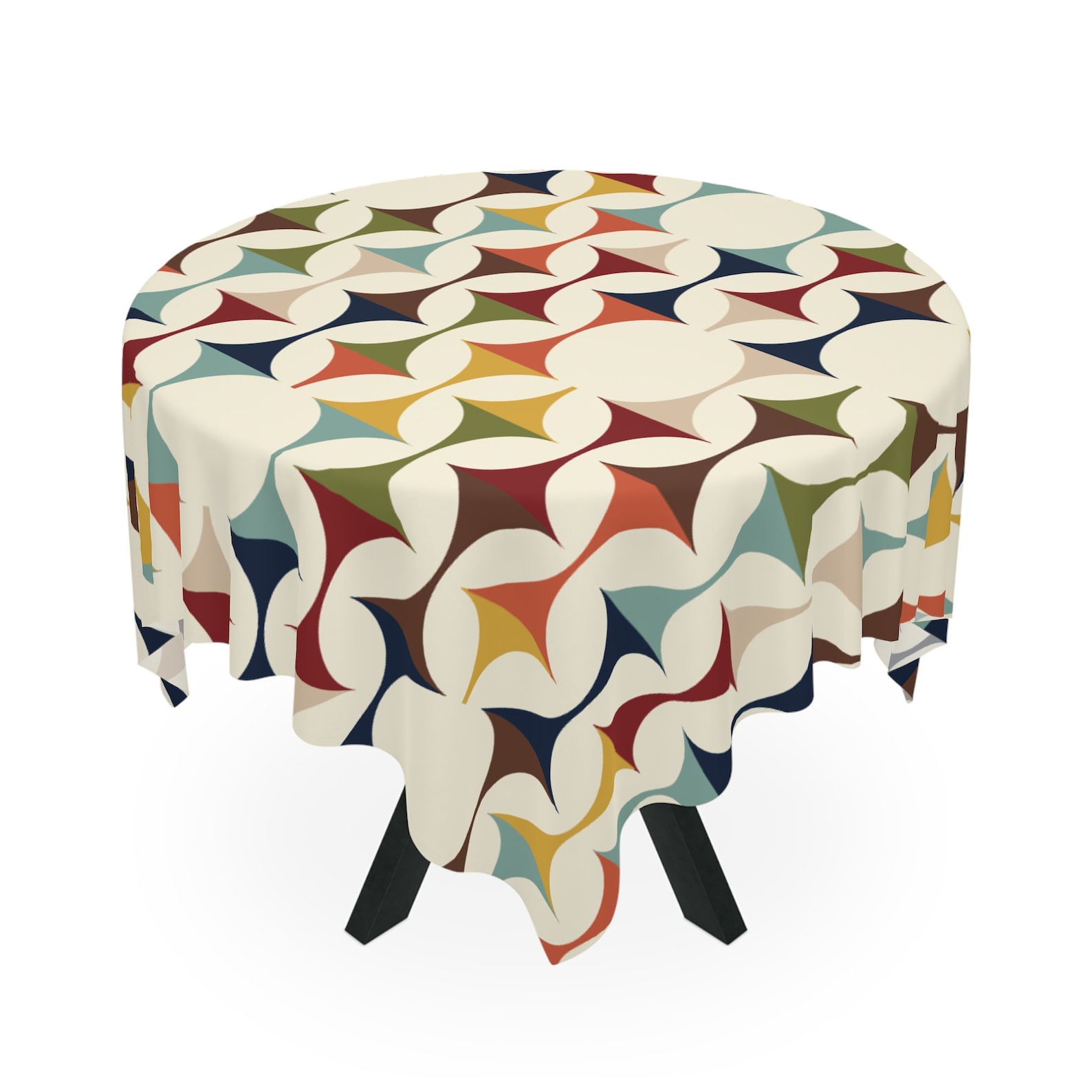 Century Textile & Sewing Supply Reviews - Nappe carrée géométrique rétro moderne du