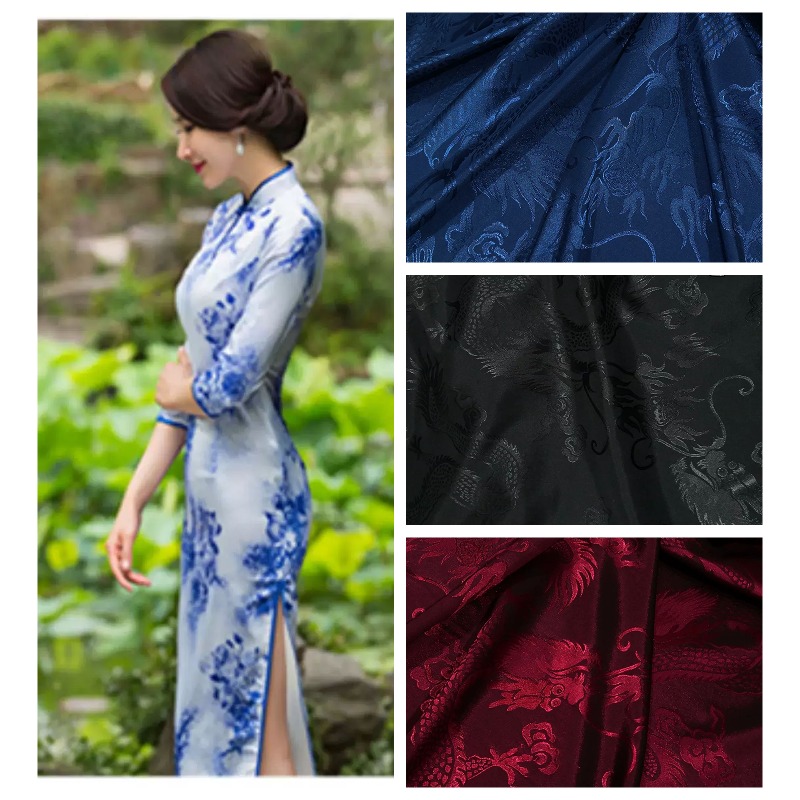 Textile Sewing Patterns - Tissu jacquard satiné à motif de