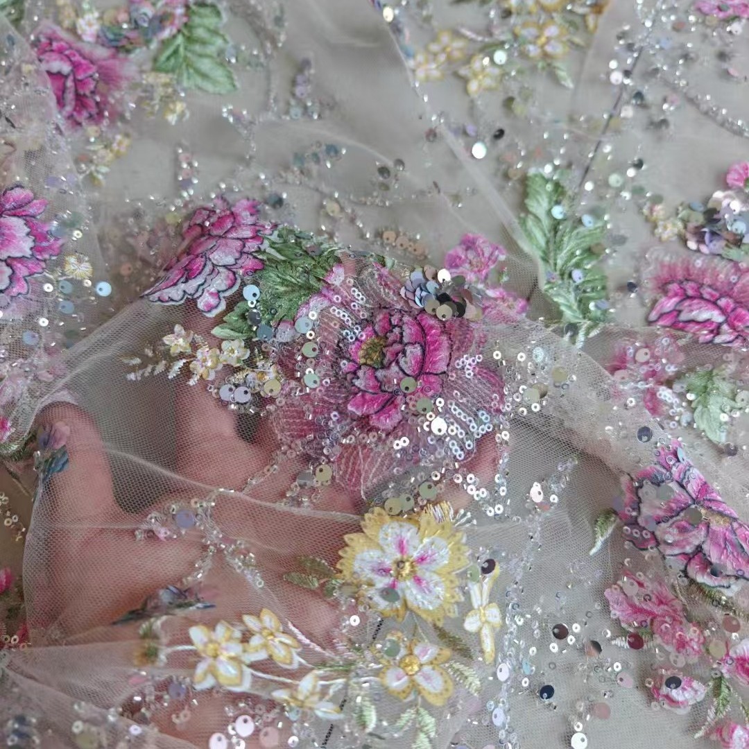 Sewing Embroidery Fabric - Tissu en dentelle perlée de luxe