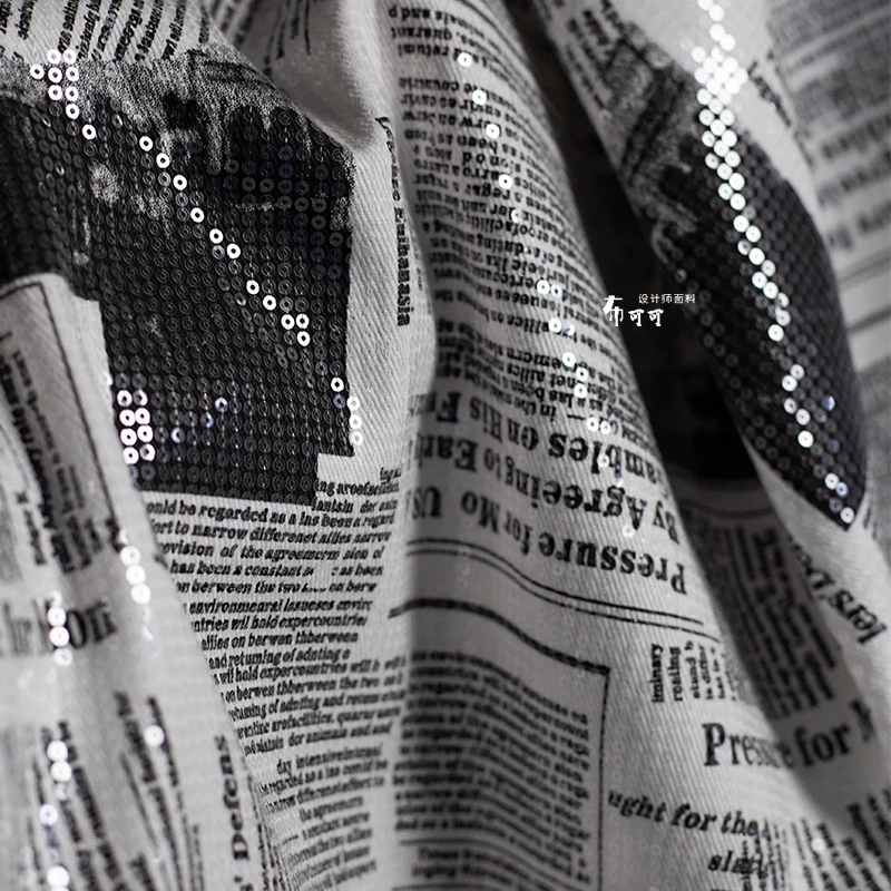 Sewing Tweed Fabric - Graffiti anglais journal Denim Sequin tissu,