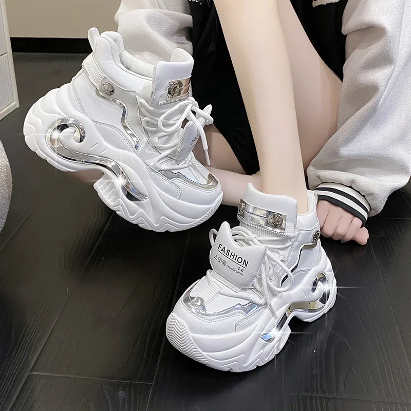 Sewing Latex - Chaussures en cuir décontractées à plate-forme