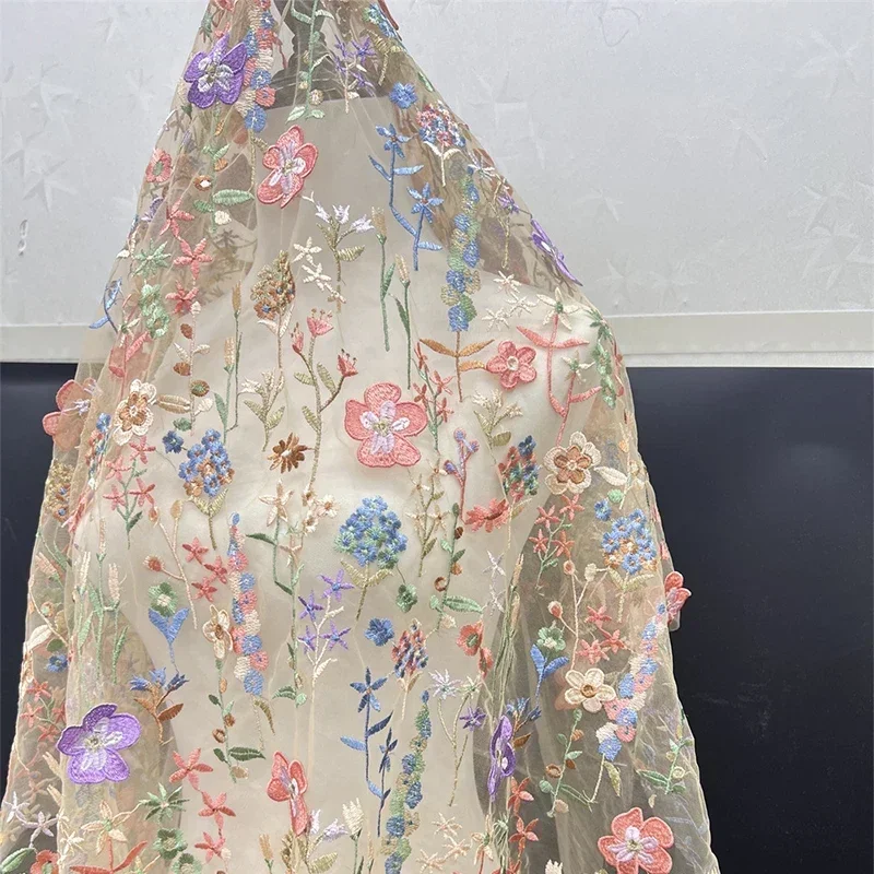 Tissu de tulle brodé floral 3D - Textile And Sewing Materials avis et prix