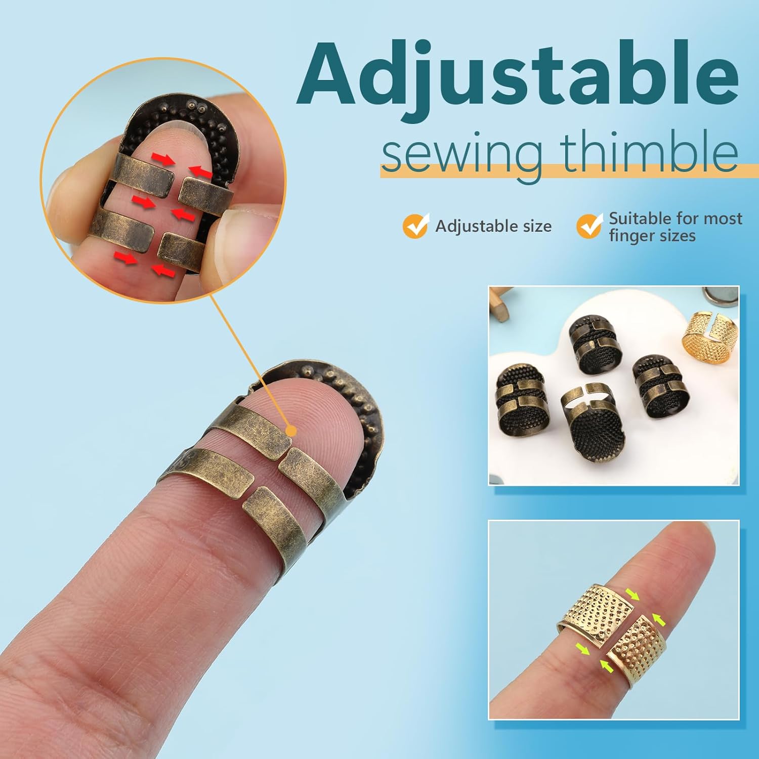 Kit de 8 doigts-de-morçons pou - Sewing Thimble Metal avis et prix