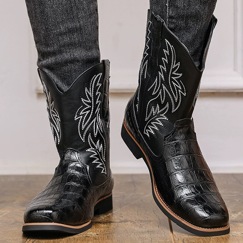 Bottes de cowboy rétro à bout  - Sewing Embroidery Fabric avis et prix