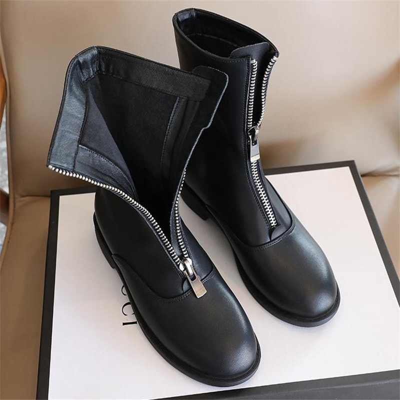 Bottes Tendance en Cuir group  - Sewing Front Zipper avis et prix