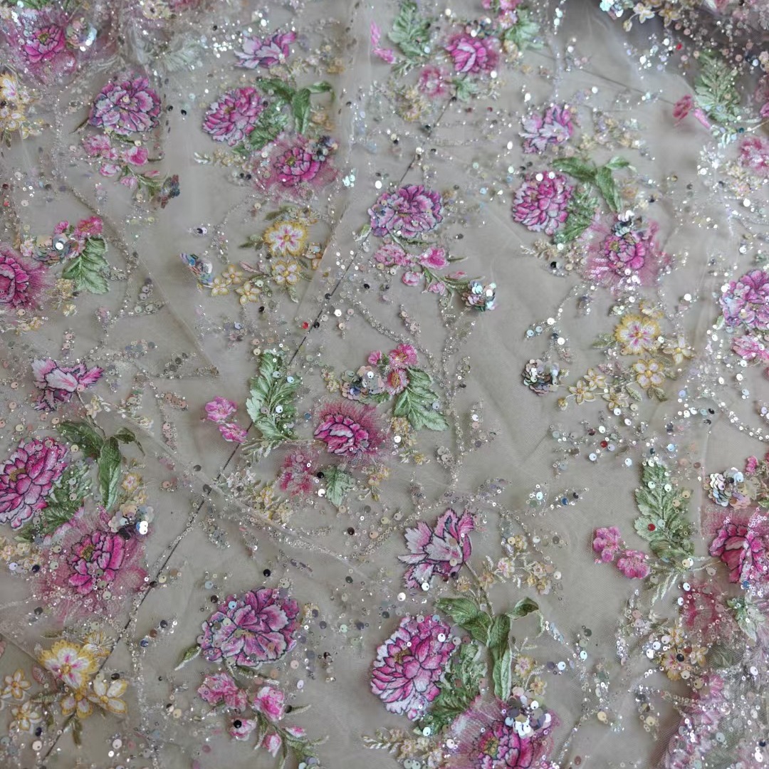 Tissu en dentelle perlée de lu - Sewing Embroidery Fabric avis et prix